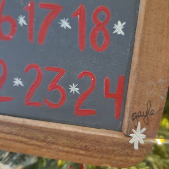 Vintage Handmade‎ Santa Advent Calendar countdown Wood Hand Paint - Picture 7 of 9